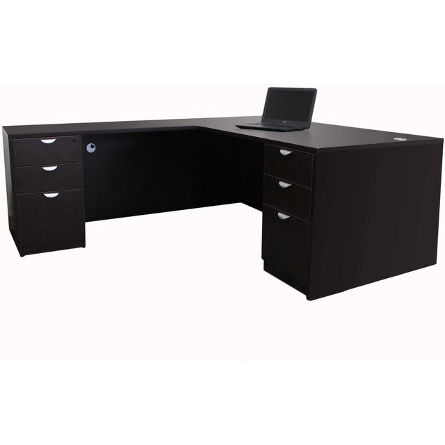 NORSTAR OFFICE PRODUCTS INC. GROUPA11-MOC Boss Office Products Holland Series 71inW Executive L-Shaped Corner Desk With 2 File Storage Pedestals, Mocha NORSTAR OFFICE PRODUCTS INC. GROUPA11-MOC Boss Office Products Holland Series 71inW Executive L-Shaped Corner Desk With 2 File Storage Pedestals, Mocha
