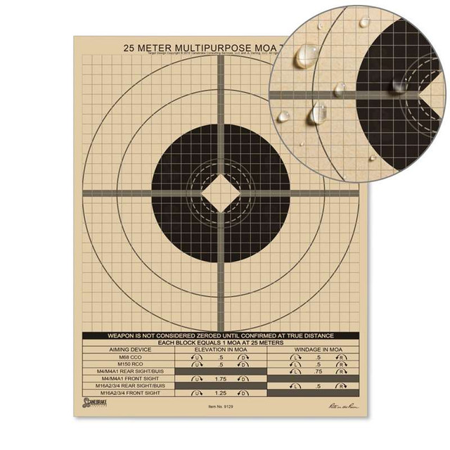 Rite in the Rain 9129 25 Meter Multipurpose Zeroing Target - MOA Adjustment
