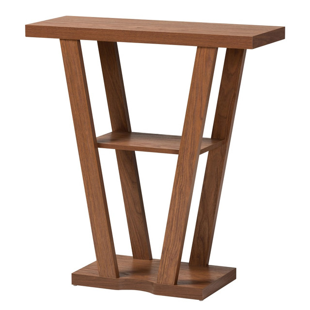 WHOLESALE INTERIORS, INC. 2721-11321 Baxton Studio Boone Console Table, 33-3/4inH x 31-1/8inW x 11-7/16inD, Walnut Brown WHOLESALE INTERIORS, INC. 2721-11321 Baxton Studio Boone Console Table, 33-3/4inH x 31-1/8inW x 11-7/16inD, Walnut Brown