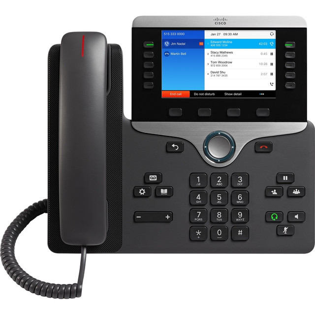 CISCO CP-8841-3PCC-K9= 8841 IP Phone - Wall Mountable, Desktop - Charcoal Gray - 5 x Total Line - VoIP - Caller ID - SpeakerphoneUnified Communications Manager, Unified Communications Manager Express, User Connect License - 2 x Network CISCO CP-8841-3PCC-K9= 8841 IP Phone - Wall Mountable, Desktop - Charcoal Gray - 5 x Total Line - VoIP - Caller ID - SpeakerphoneUnified Communications Manager, Unified Communications Manager Express, User Connect License - 2 x Network