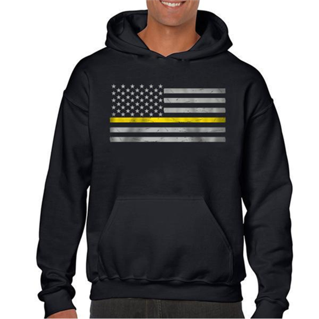 Thin Blue Line MEN-H-CLASSIC-GOLD-BLACK-LARGE Hoodie - Classic Thin Gold Line