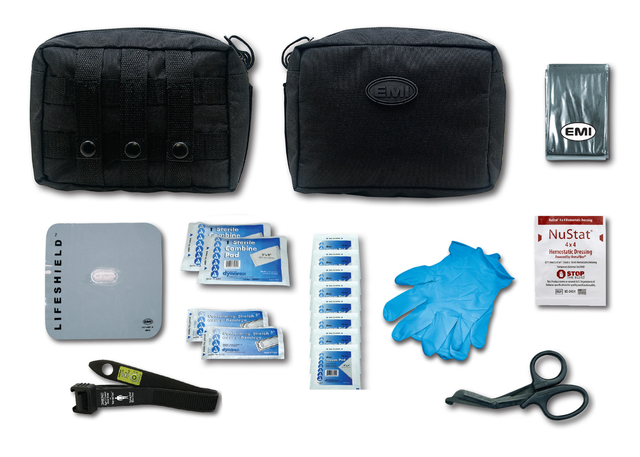 EMI - Emergency Medical 9134 E.T.R. Standard Active Shooter/Bleed Aid Kit with S.T.A.T. Tourniquet (Black) and Nu-Stat Dressing