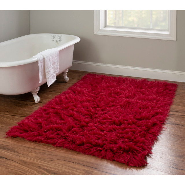 LINON HOME DECOR PRODUCTS, INC Linon OD4844  Flokati Area Rug, 43in x 67in, Morrigan 1400G Red