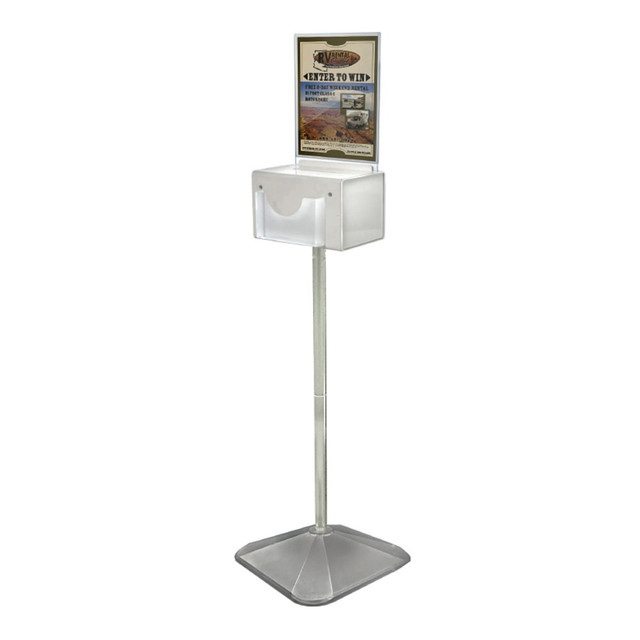 AZAR DISPLAYS 206307  Large Lottery Box With Pocket And Pedestal Stand, 54-1/2inH x 16inW x 16inD, White