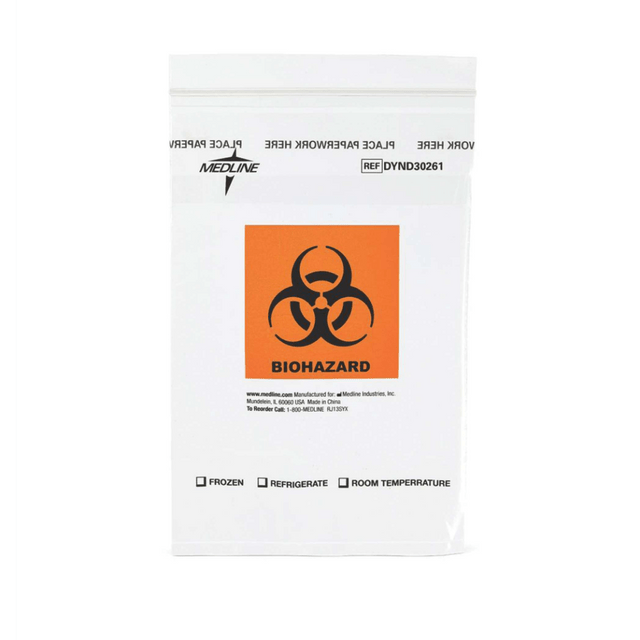 MEDLINE INDUSTRIES, INC. DYND30261 Medline Zip-Style Biohazard Specimen Bags, 6in x 9in, Pack Of 1,000 Bags