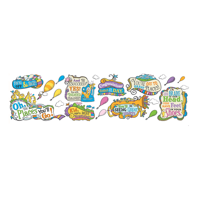 Inspire students to fly high with this bright, colorful bulletin board set  27-piece set includes 8 quotes, 11 hot air balloons and 8 clouds.  Colorful set encourages your students to push their imaginations to the limit.  A great classroom decor choice for students of all ages, from kindergarten to grade 12.
