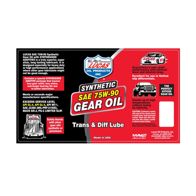 Lucas Oil 10072 Synthetic SAE 75W-90 Gear Oil Lucas Oil 10072 Synthetic SAE 75W-90 Gear Oil