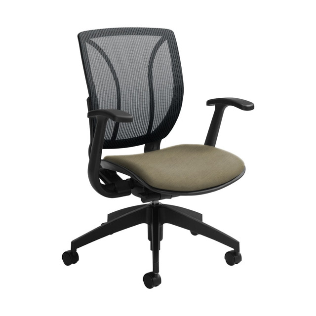 Global QS1906RFBK-UR14*  Roma Mesh Mid-Back Chair, 38inH x 25 1/2inW x 23 1/2inD, Sandcastle/Black