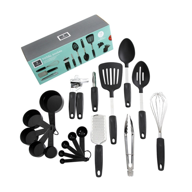 GIBSON OVERSEAS INC. Gibson Home 99586817M  Total Kitchen Chefs Better Basics Gadgets And Tools Combo Set, Black, Set Of 18 Pieces