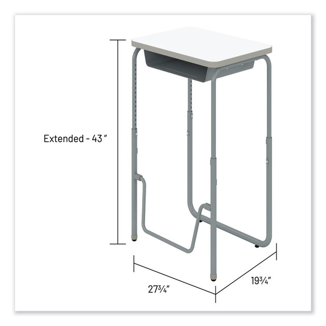 SAFCO PRODUCTS 1224DE AlphaBetter 2.0 Height-Adjustable Student Desk with Pendulum Bar and Book Box, 27.75 x 19.75 x 29 to 43, Dry Erase