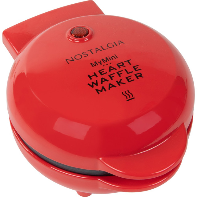 NOSTALGIA PRODUCTS GROUP LLC MWFHRT5RD Nostalgia MyMini Personal Electric Waffle Maker, 3-3/4inH x 6-1/2inW x 5-1/4inD, Red Heart