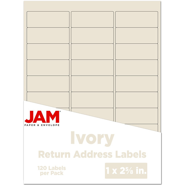 JAM PAPER AND ENVELOPE 17966071 JAM Paper Mailing Address Labels, Rectangle, 2 5/8in x 1in, Ivory, Pack Of 120