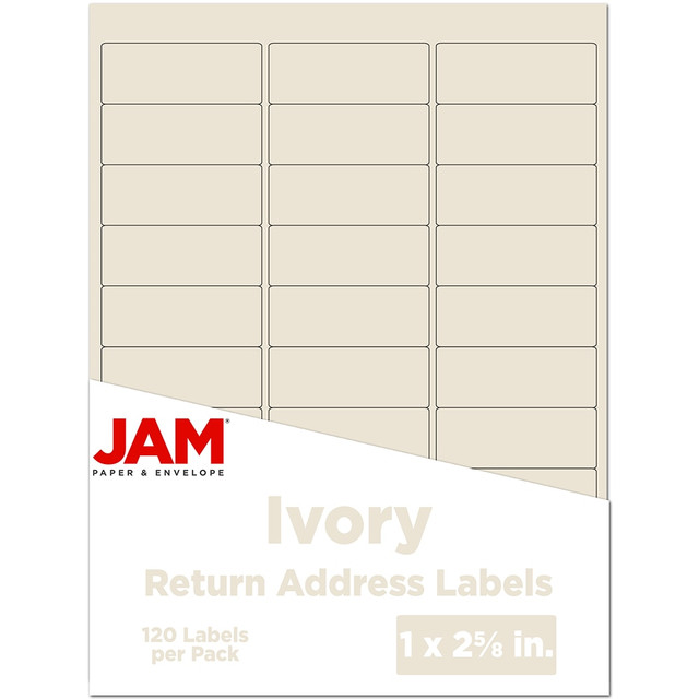 JAM PAPER AND ENVELOPE JAM Paper 17966071  Mailing Address Labels, Rectangle, 2 5/8in x 1in, Ivory, Pack Of 120