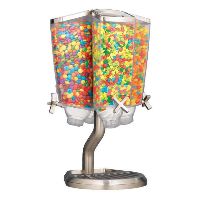 GOLD&LEVY INC. EZP2760 Rosseto Serving Solutions EZ-PRO Dry Food Dispenser, 4-Container 6in Carousel, Cereal, Tabletop Stand, 512 Oz, Stainless