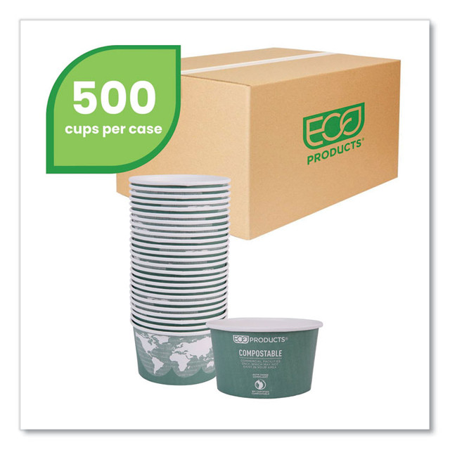ECO-PRODUCTS,INC. EP-BSC12-WA World Art Renewable and Compostable Food Container, 12 oz, 4.05" Diameter x 2.5" h, Green, Paper, 25/Pack, 20 Packs/Carton