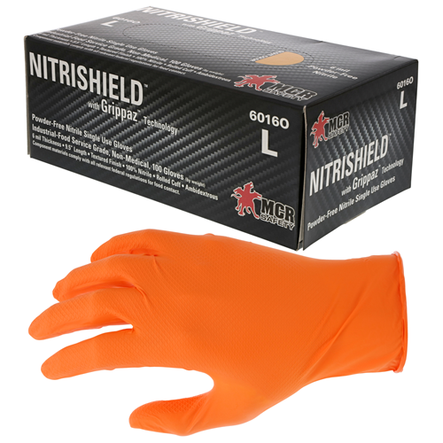 MCR Safety 6016OXXL Orange 6 Mil Texture Nitrile PF Disp