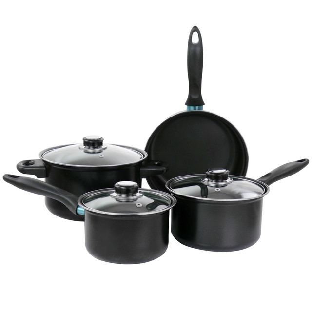 GIBSON OVERSEAS INC. 995115607M Gibson Home Newton 7-Piece Carbon Steel Cookware Set, Black