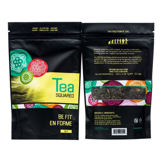 TEA SQUARED 107-CS  Be Fit Loose Leaf Tea, 2.8 Oz, Carton Of 6 Bags