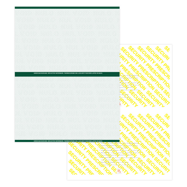 TAYLOR CORP PRESLGN21000 Medicaid-Compliant High-Security Perforated Laser Prescription Forms, 1/2-Sheet, 2-Up, 8-1/2in x 11in, Green, Pack Of 1,000 Sheets TAYLOR CORP PRESLGN21000 Medicaid-Compliant High-Security Perforated Laser Prescription Forms, 1/2-Sheet, 2-Up, 8-1/2in x 11in, Green, Pack Of 1,000 Sheets