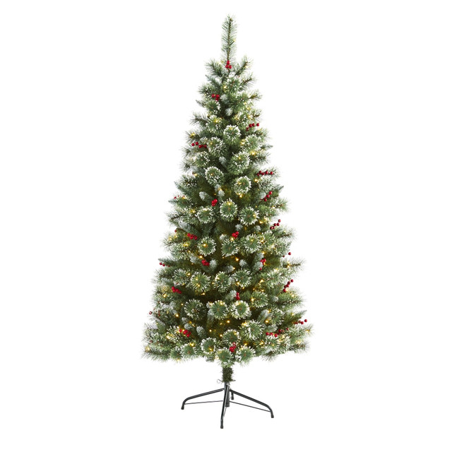 NEARLY NATURAL INC. T1628 Nearly Natural Frosted Swiss Pine Artificial Christmas Tree, 6'H NEARLY NATURAL INC. T1628 Nearly Natural Frosted Swiss Pine Artificial Christmas Tree, 6'H