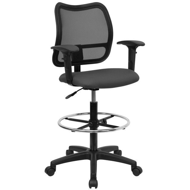 FLASH FURNITURE WL-A277-GY-AD-GG  Mesh Mid-Back Drafting Chair, Gray/Black