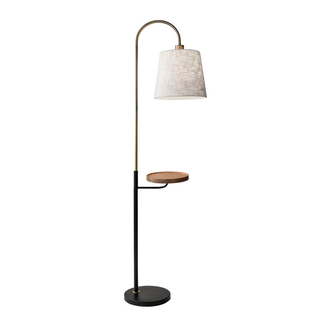 ADESSO INC Adesso 3408-21  Jeffrey Shelf Floor Lamp with USB Port, 65inH, White Shade/Black/Brass Base