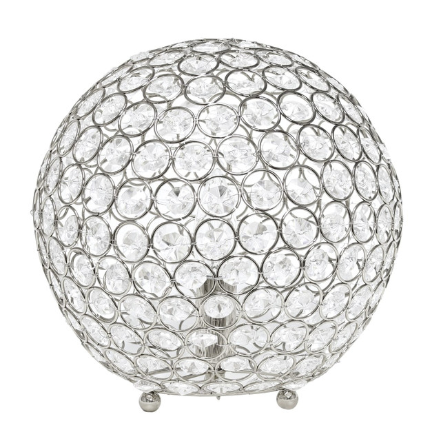 ALL THE RAGES INC LT1067-CHR Elegant Designs Crystal Ball Table Lamp, 10inH, Silver