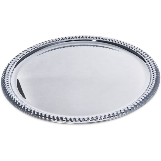 CARLISLE SANITARY MAINTENANCE PRODUCTS Carlisle CL608907  Celebration Food Serving Trays With Beaded Border, Round Gadroon, 14in, Silver, Pack Of 12 Trays