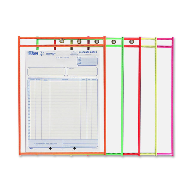 C-LINE PRODUCTS, INC. 43910 C-Line Neon Color Stitched Shop Ticket Holders, 9in x 12in, Assorted Colors, Box Of 25