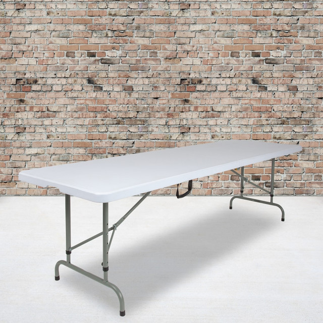 FLASH FURNITURE RB3096FHADJ Commercial Height-Adjustable Bi-Fold Plastic Banquet And Event Folding Table, 34inH x 29inW x 96inD, Granite White FLASH FURNITURE RB3096FHADJ Commercial Height-Adjustable Bi-Fold Plastic Banquet And Event Folding Table, 34inH x 29inW x 96inD, Granite White