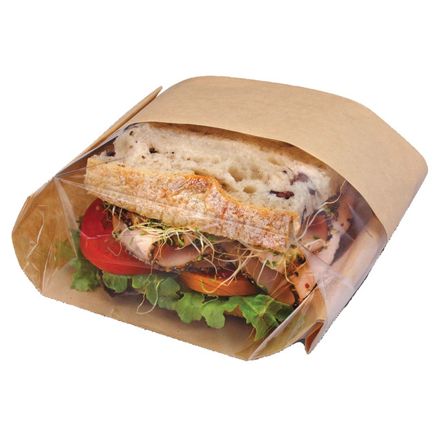 BAGCRAFT CORP. OF AMERICA 300094 Bagcraft Dubl View Sandwich Bags, 9 1/2inH x 5 3/4inW x 2 3/4inD, Clear/Natural Brown, Carton Of 500 Bags BAGCRAFT CORP. OF AMERICA 300094 Bagcraft Dubl View Sandwich Bags, 9 1/2inH x 5 3/4inW x 2 3/4inD, Clear/Natural Brown, Carton Of 500 Bags