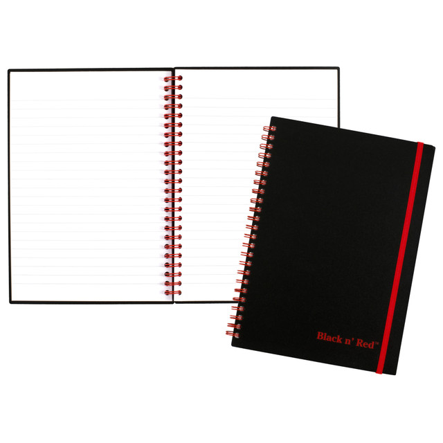 MEADWESTVACO CORP C67009 Black n Red Poly Notebook/Journal, 8 1/4in x 5 7/8in, Black/Red, 70 Pages (35 Sheets), (C67009)