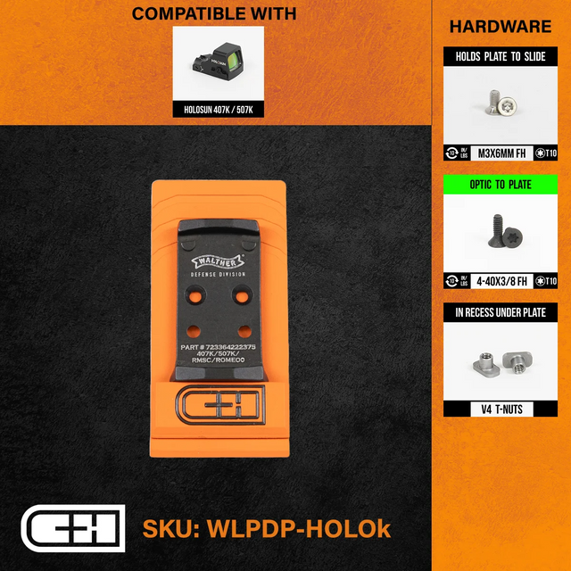 C&H Precision WLPDP-HOLOK Optics Adapter Plate - Walther Defense PDP 1.0