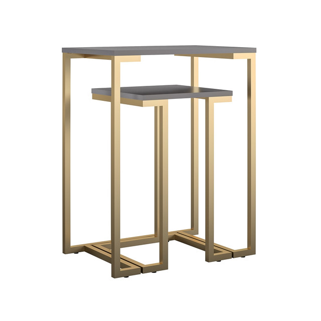 AMERIWOOD INDUSTRIES, INC. 8900408COM Ameriwood Home Camila Nesting Tables, 30inH x 23-5/8inW x 15-3/4inD, Gold/Gray, Set Of 2 Tables