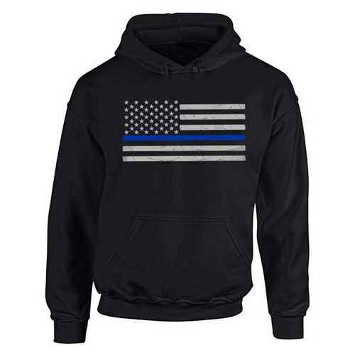 Thin Blue Line TBL-H-BIG-LOGO-BLACK-MEDIUM Men's Classic Thin Blue Line Hoodie