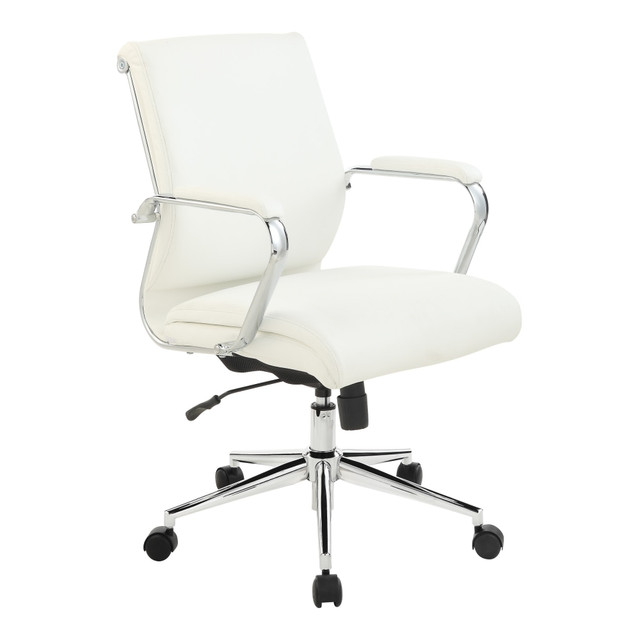 OFFICE STAR PRODUCTS Office Star 920351C-R101  Dillon Ergonomic Fabric Mid-Back Manager's Chair, Snow/Chrome
