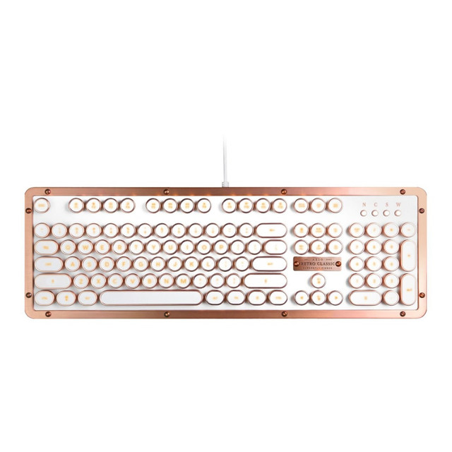 AZIO CORPORATION MK-RETRO-L-02-US Azio Retro Classic Vintage Typewriter Mechanical USB Keyboard, Posh, MK-RETRO-L-02-US