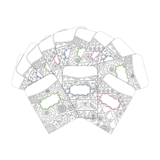 BARKER CREEK PUBLISHING, INC. BC3846 Barker Creek Peel & Stick Library Pockets, 3in x 5in, Color Me Garden, Pack Of 60 Pockets