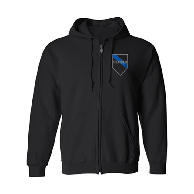 Thin Blue Line RETIRED-ZIP-BLACK-XXXL Full Zip - Retired Thin Blue Line - Unisex