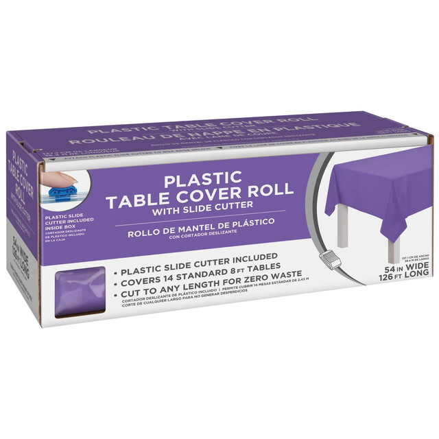 AMSCAN 77022.106  Boxed Plastic Table Roll, New Purple, 54in x 126'