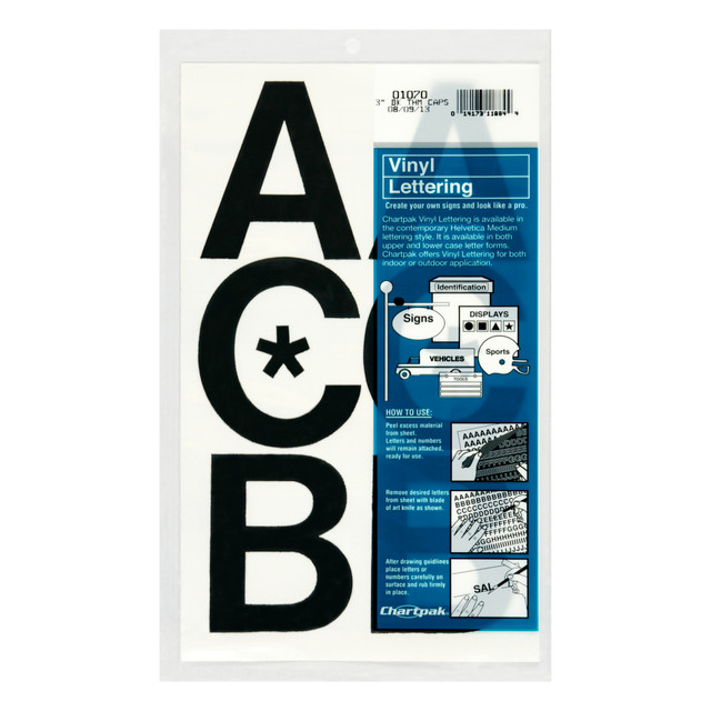 CHARTPAK, INC. 1070 Chartpak Pickett Vinyl Letters, 3in, Black CHARTPAK, INC. 1070 Chartpak Pickett Vinyl Letters, 3in, Black