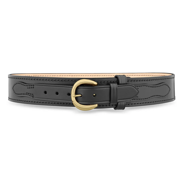 Dutyman 1111-40-9042 2-1/4"" Plain Leather River Belt with Solid Brass Gold Buckle