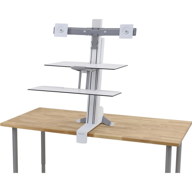ERGOTRON 33-349-211  WorkFit-S Desk Mount for Monitor, Keyboard - White - 2 Display(s) Supported - 24in Screen Support - 25 lb Load Capacity - 75 x 75, 100 x 100