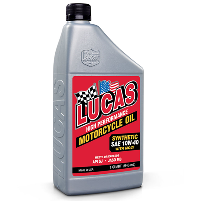 Lucas Oil 10777-6 High Performance Synthetic 4T Motorcycle Oil w/ Moly - 1 Quart Lucas Oil 10777-6 High Performance Synthetic 4T Motorcycle Oil w/ Moly - 1 Quart