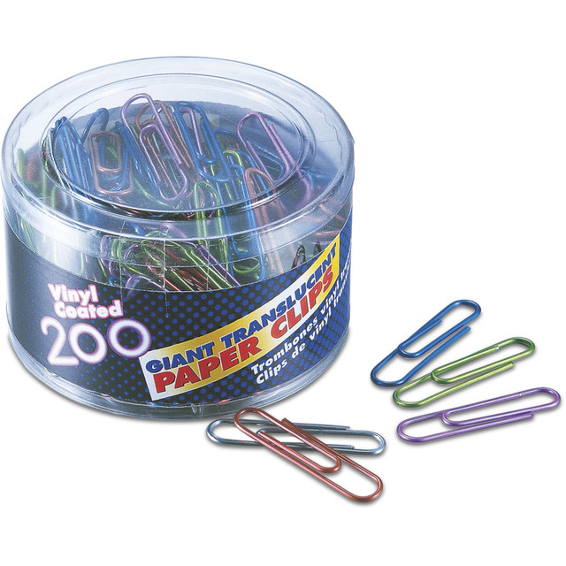OFFICEMATE INTERNATIONAL CORP. 97212 OIC Translucent Vinyl Paper Clips, Box Of 200, Giant, Assorted Colors OFFICEMATE INTERNATIONAL CORP. 97212 OIC Translucent Vinyl Paper Clips, Box Of 200, Giant, Assorted Colors