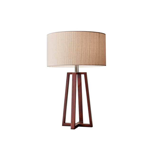 ADESSO INC 1503-15 Adesso Quinn Table Lamp, 23-1/4inH, Light Brown Shade/Walnut Birch Base