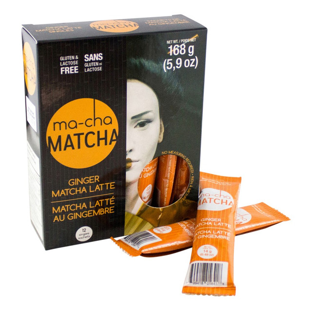 TEA SQUARED Ma-Cha 125-CS  Ginger Matcha Sticks, 5.9 Oz, 12 Per Box, Carton Of 6 Boxes