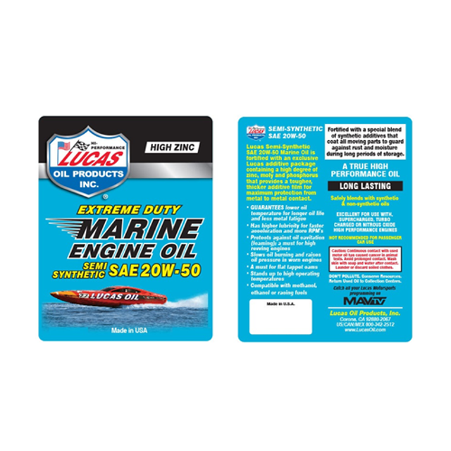 Lucas Oil 10667 Extreme Duty Marine Engine Oil Semi Synthetic SAE 20W-50