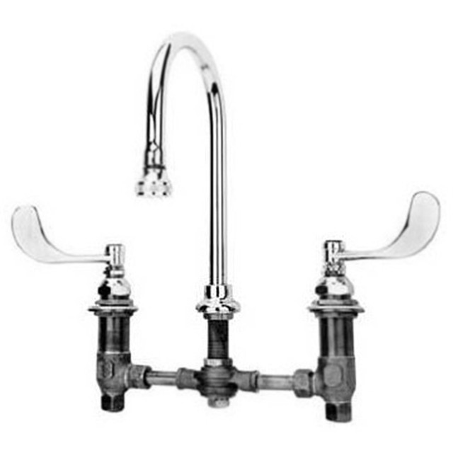 T & S BRASS AND BRONZE WORKS, INC. B-2866-05 T&S Brass Deck-Mount Medical Faucet With Gooseneck Spout, 10-11/16in x 16in, Chrome