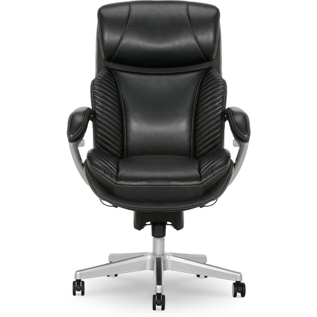OFFICE DEPOT Serta 52188-BLK  iComfort i6000 Big & Tall Ergonomic Bonded Leather High-Back Executive Chair, Black/Silver
